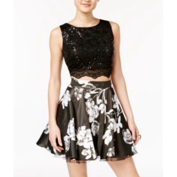 City Studio Dresses & Skirts - City Studio Black Crop Top & Skirt Set